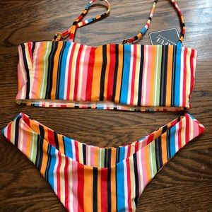 ZAFUL Colorful Striped Bikini Set Size: S